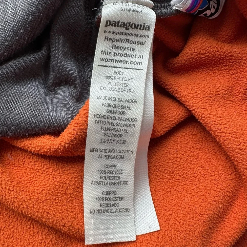 Patagonia Blue Orange Soft Fleece Hooded Full Zip Micro D Snap-T Jacket Size 14